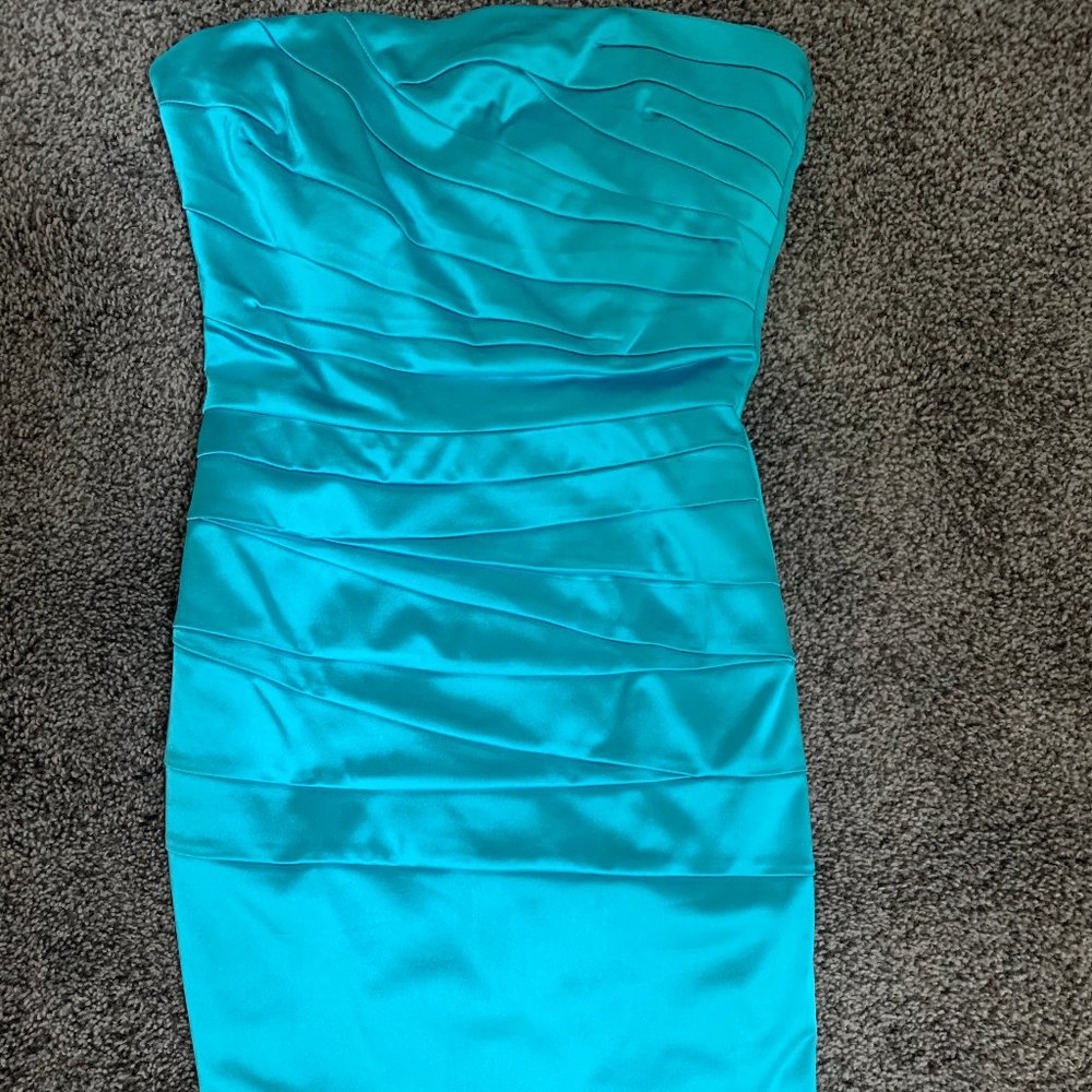 Turquoise Strapless Cocktail Dress